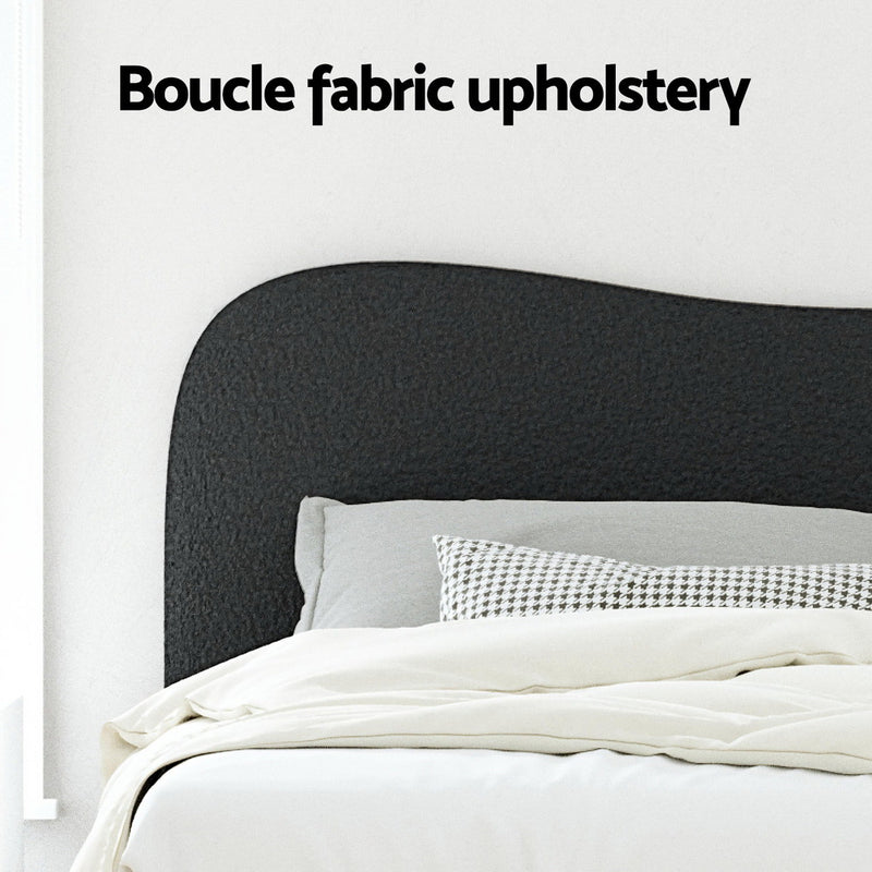 Milan Premium Boucle Black Fabric Bed Frame - Double Size