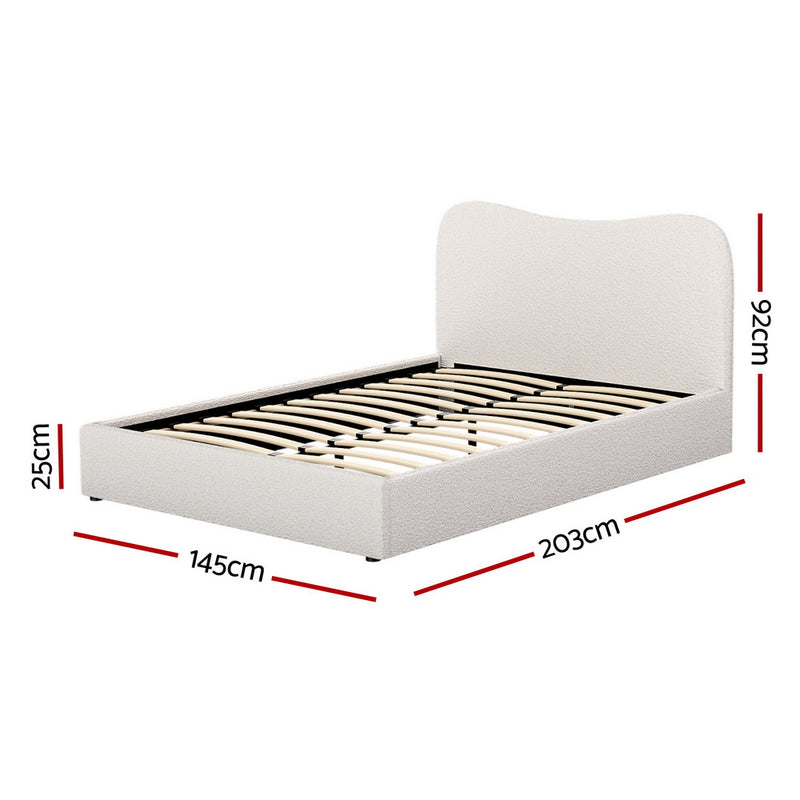 Milan Premium Boucle White Fabric Bed Frame - Double Size
