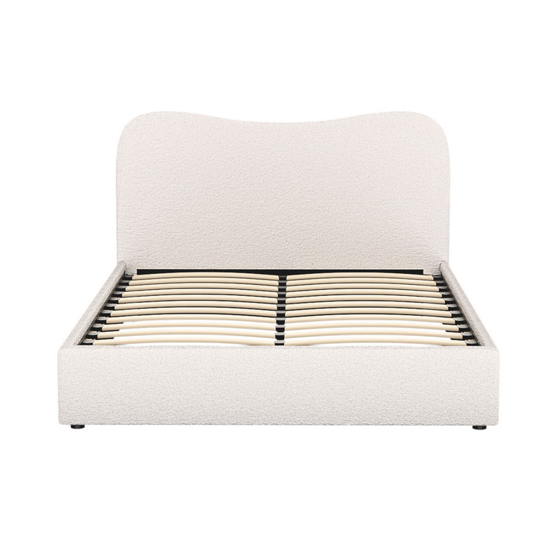 Milan Premium Boucle White Fabric Bed Frame - Double Size