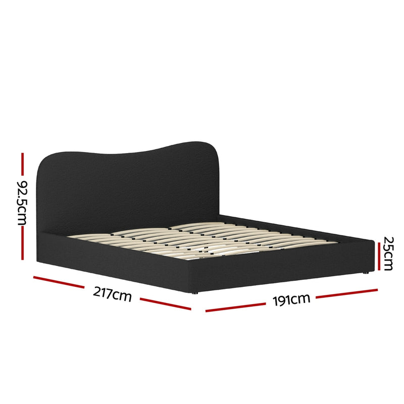 Milan Premium Boucle Black Fabric Bed Frame - King Size
