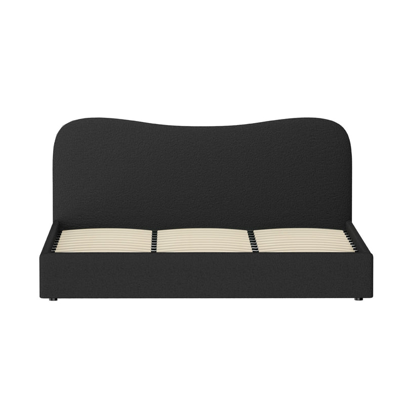 Milan Premium Boucle Black Fabric Bed Frame - King Size