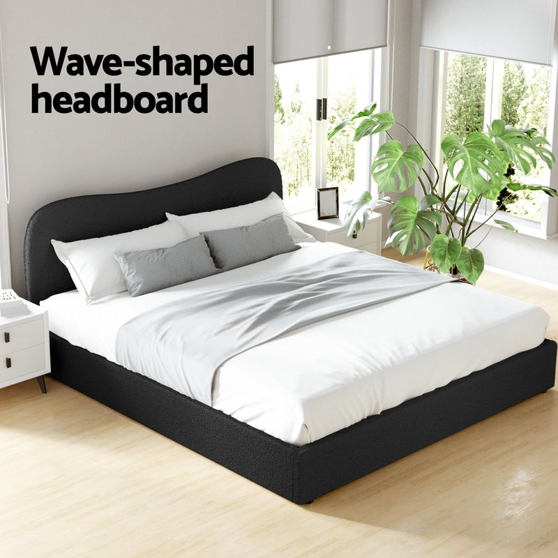 Milan Premium Boucle Black Fabric Bed Frame - King Size