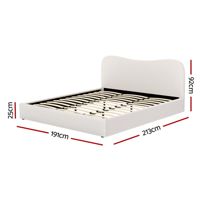 Milan Premium Boucle White Fabric Bed Frame - King Size