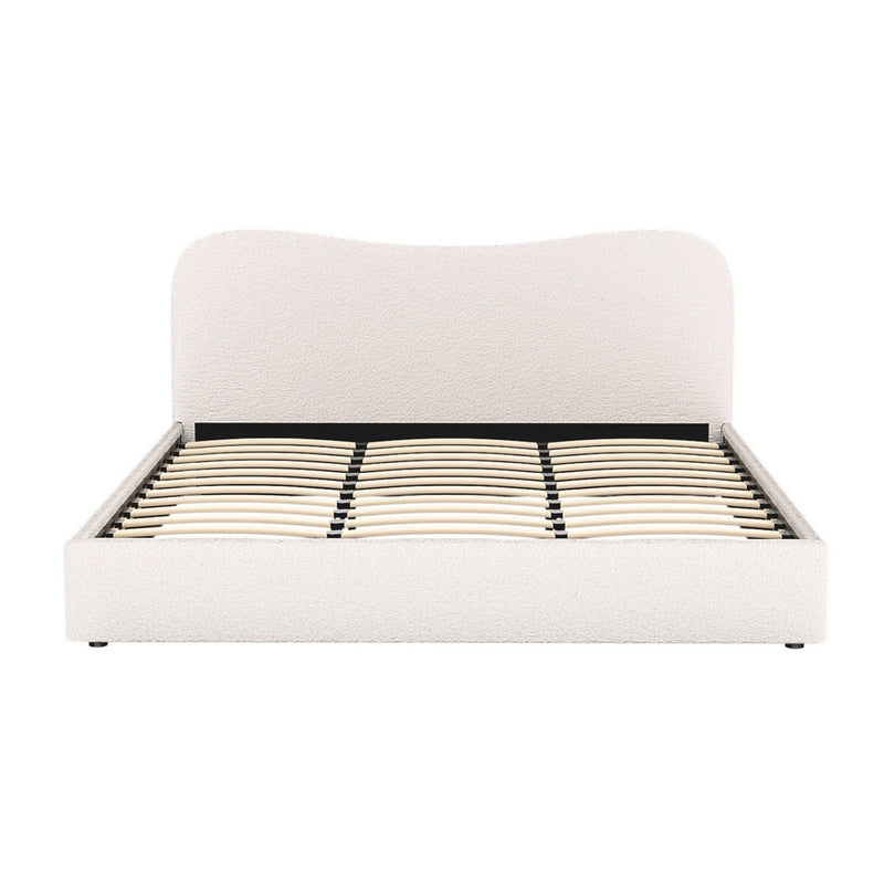 Milan Premium Boucle White Fabric Bed Frame - King Size