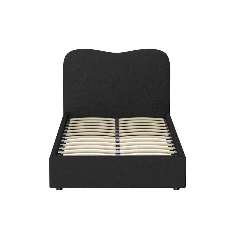 Milan Premium Boucle Black Fabric Bed Frame - King Single Size