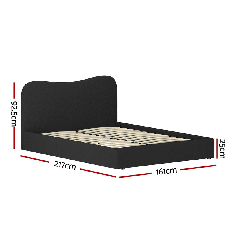 Milan Premium Boucle Black Fabric Bed Frame - Queen Size