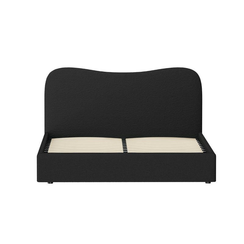Milan Premium Boucle Black Fabric Bed Frame - Queen Size