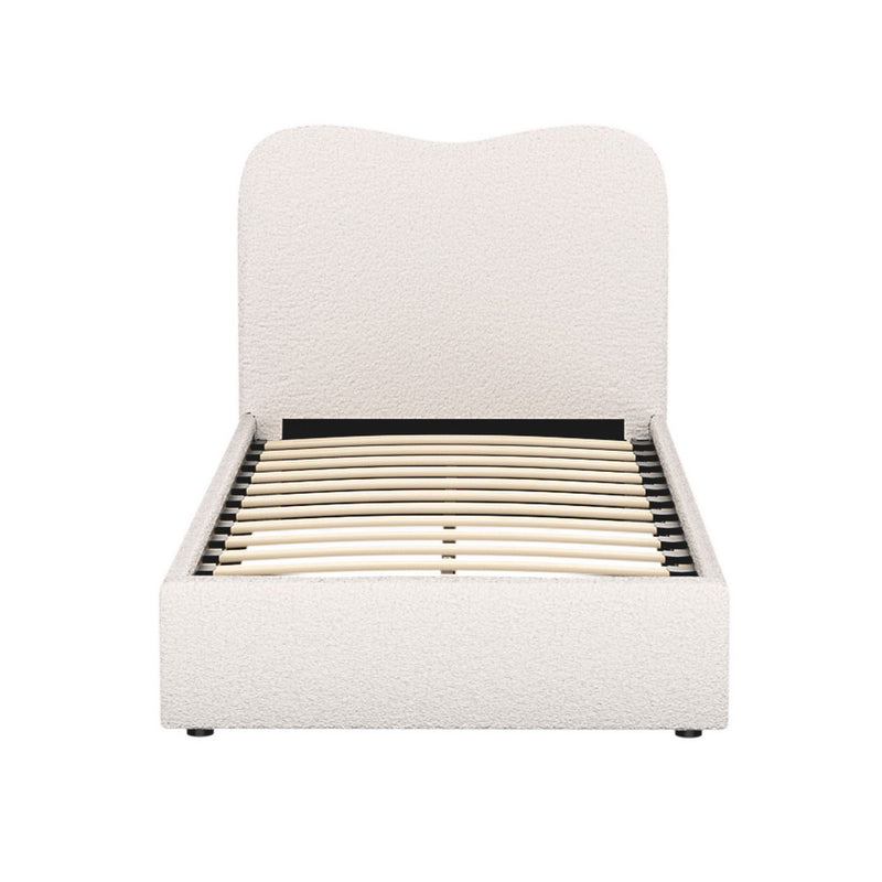 Milan Premium Boucle White Fabric Bed Frame - Single Size