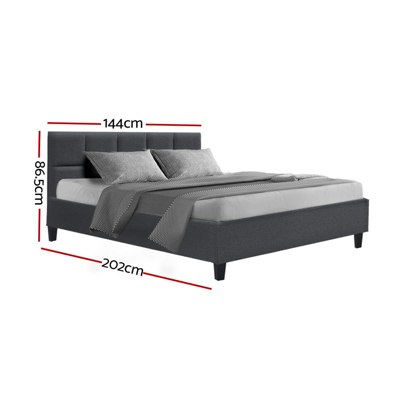 Milano Premium Faux linen Fabric Charcoal Colour Bed Frame - Double Size