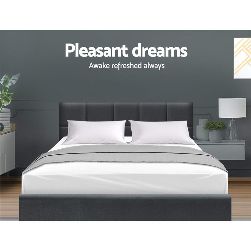 Milano Premium Faux linen Fabric Charcoal Colour Bed Frame - Double Size