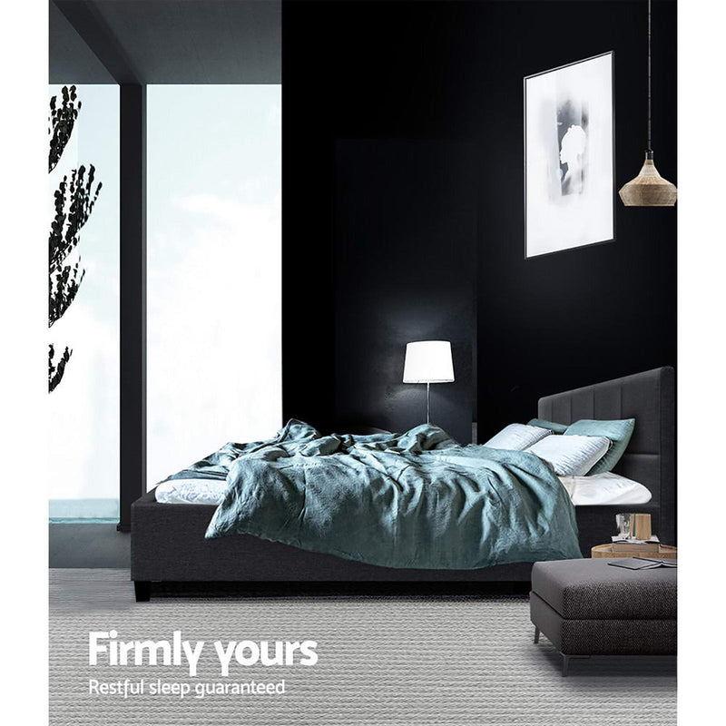 Milano Premium Faux linen Fabric Charcoal Colour Bed Frame - Double Size