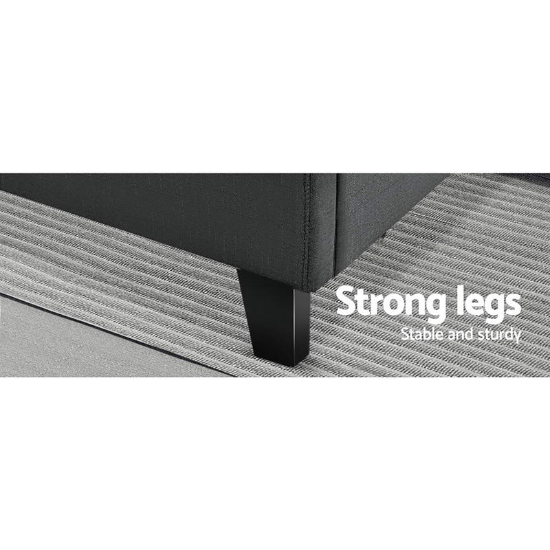 Milano Premium Faux linen Fabric Charcoal Colour Bed Frame - Double Size