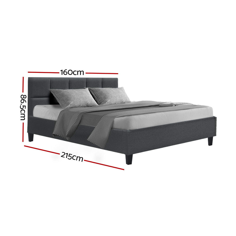 Milano Premium Faux linen Fabric Charcoal Colour Bed Frame - Queen Size