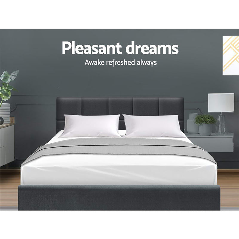 Milano Premium Faux linen Fabric Charcoal Colour Bed Frame - Queen Size