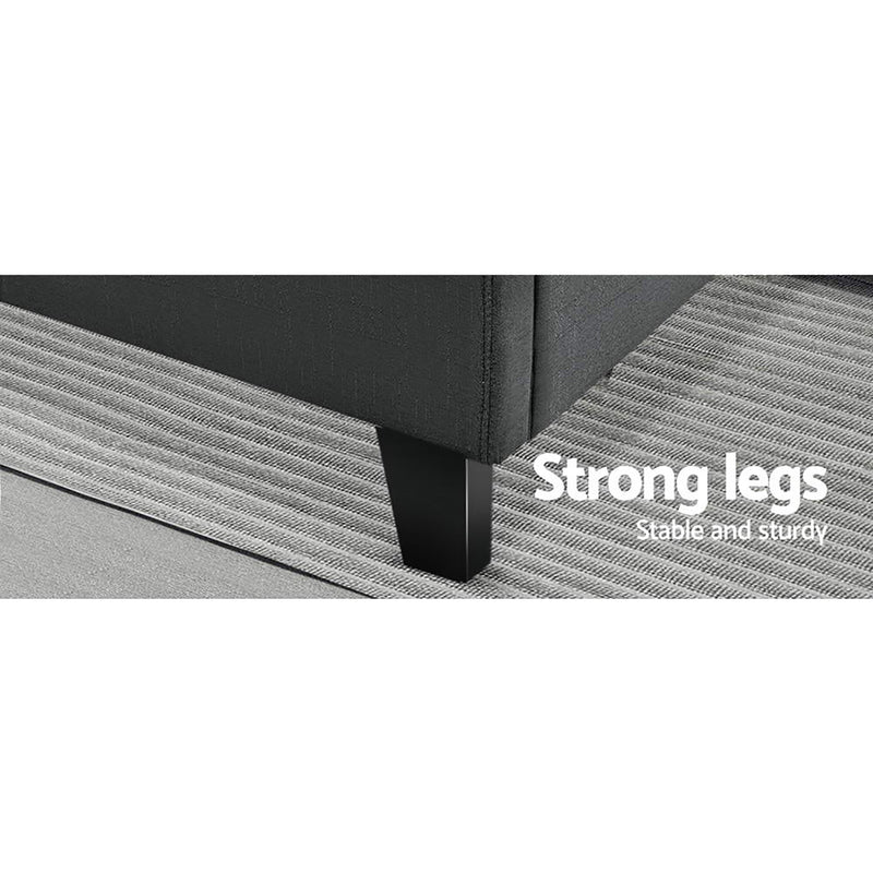 Milano Premium Faux linen Fabric Charcoal Colour Bed Frame - Queen Size