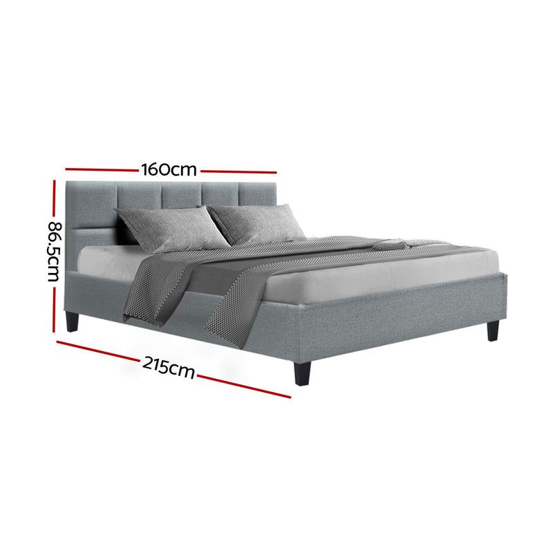 Milano Premium Faux linen Fabric Grey Colour Bed Frame - Queen Size