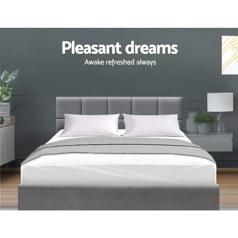 Milano Premium Faux linen Fabric Grey Colour Bed Frame - Queen Size