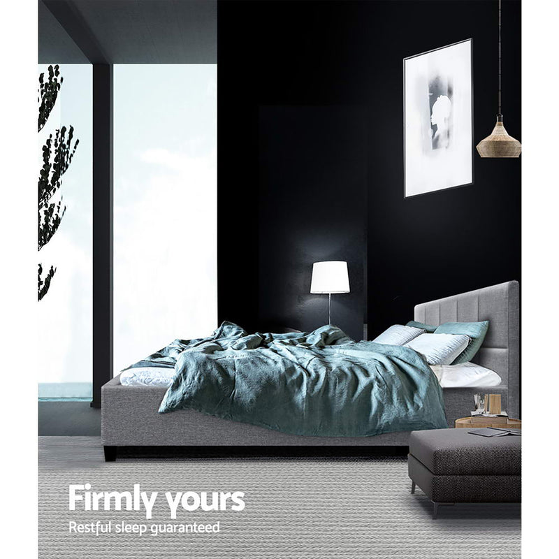 Milano Premium Faux linen Fabric Grey Colour Bed Frame - Queen Size