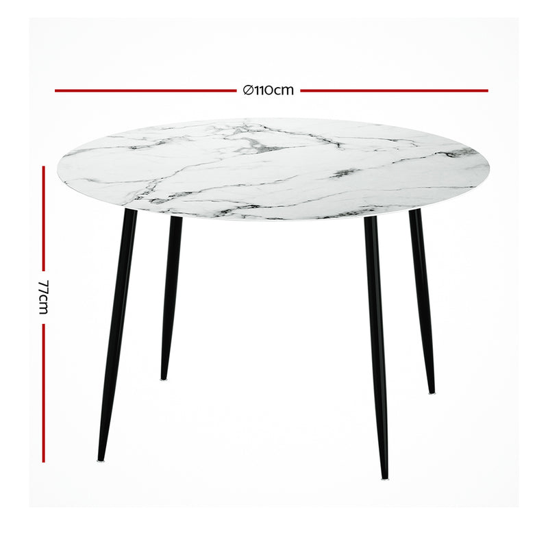 Milan Round Marble Effect Dining Table