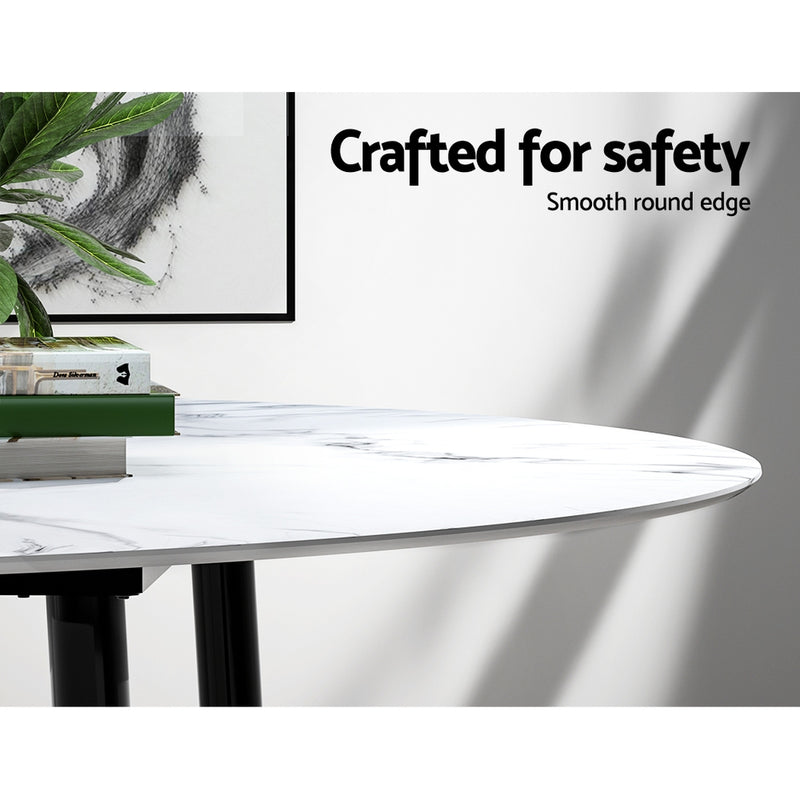 Milan Round Marble Effect Dining Table