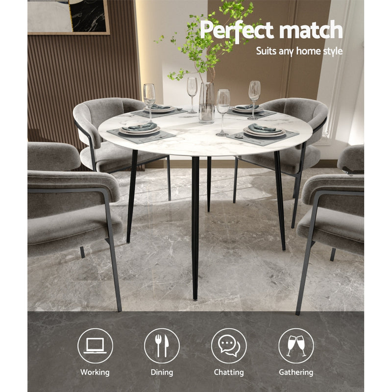 Milan Round Marble Effect Dining Table