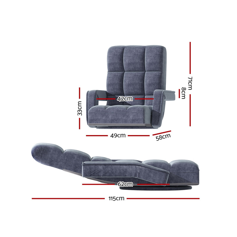 Milan Deluxe Flocking Fabric Swivel Floor Chair Lounge Sofa