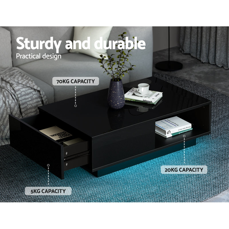 Diva Led Lights Black Coffee Table