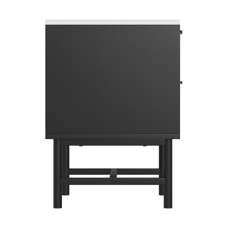 Milano Stylish Bedside Table 2 Drawers - Black