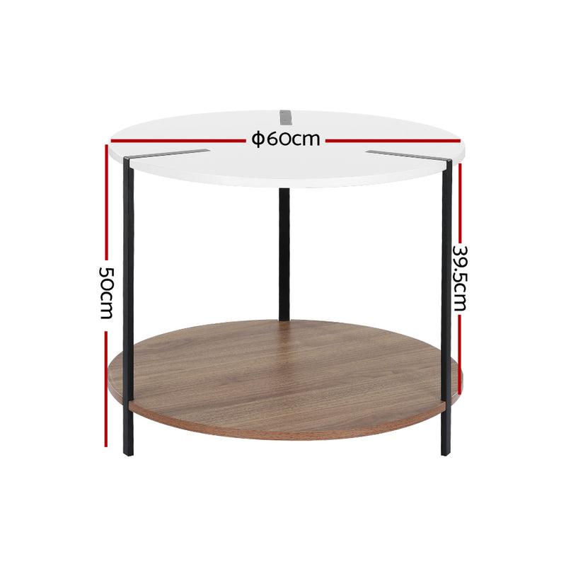 Diva Round White Cedric Coffee Table Side Table