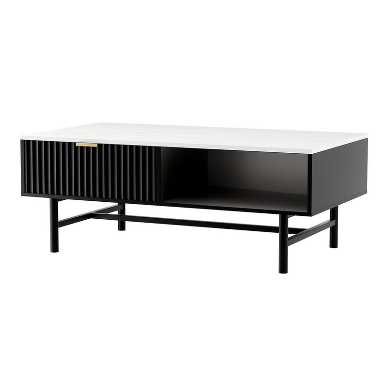 Diva Drawer Storage Shelf Black Coffee Table