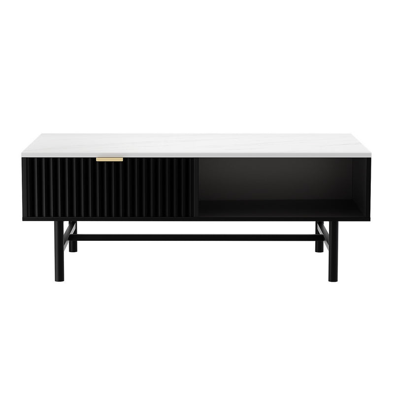 Diva Drawer Storage Shelf Black Coffee Table