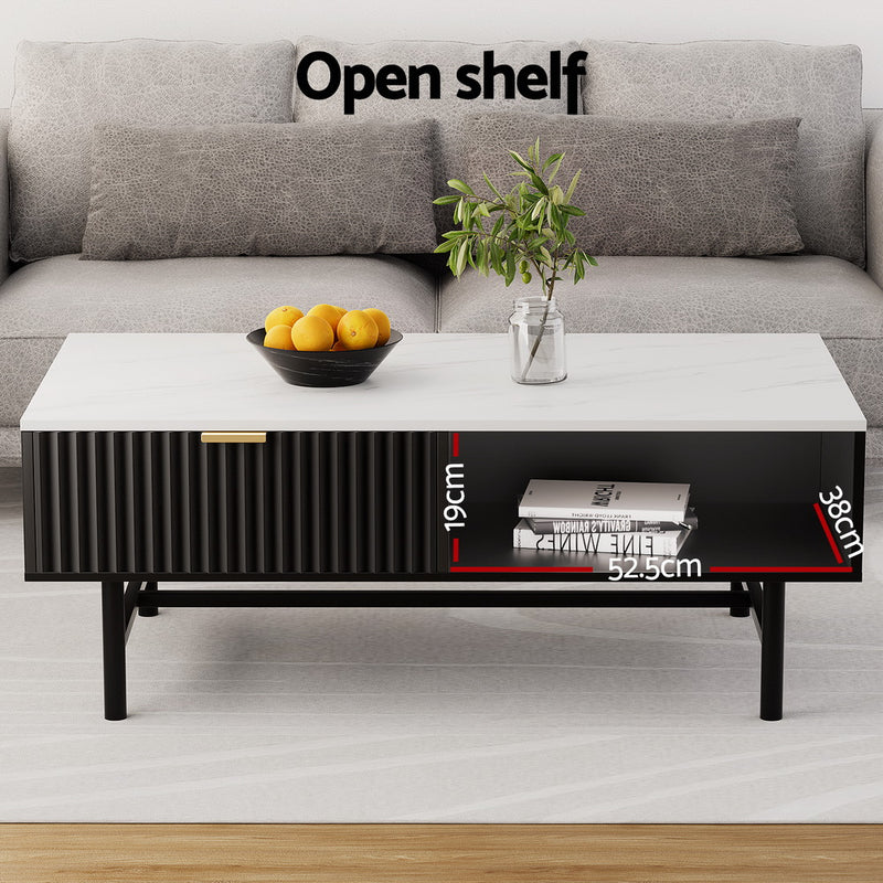 Diva Drawer Storage Shelf Black Coffee Table
