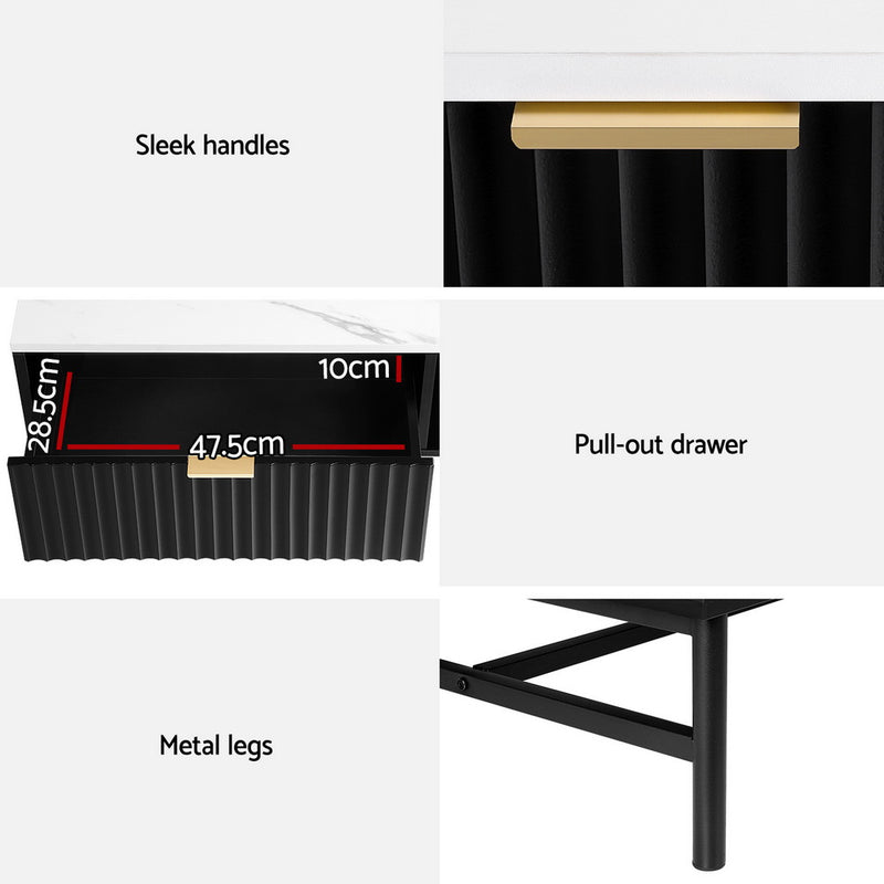 Diva Drawer Storage Shelf Black Coffee Table