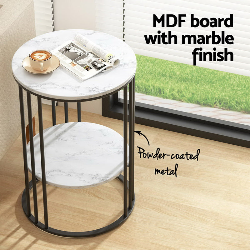 Diva 2-Tier Round Marble Effect Coffee Table