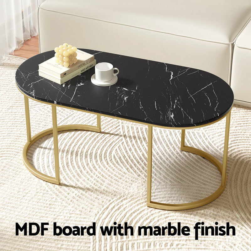 Diva Marble Effect Black Coffee Table
