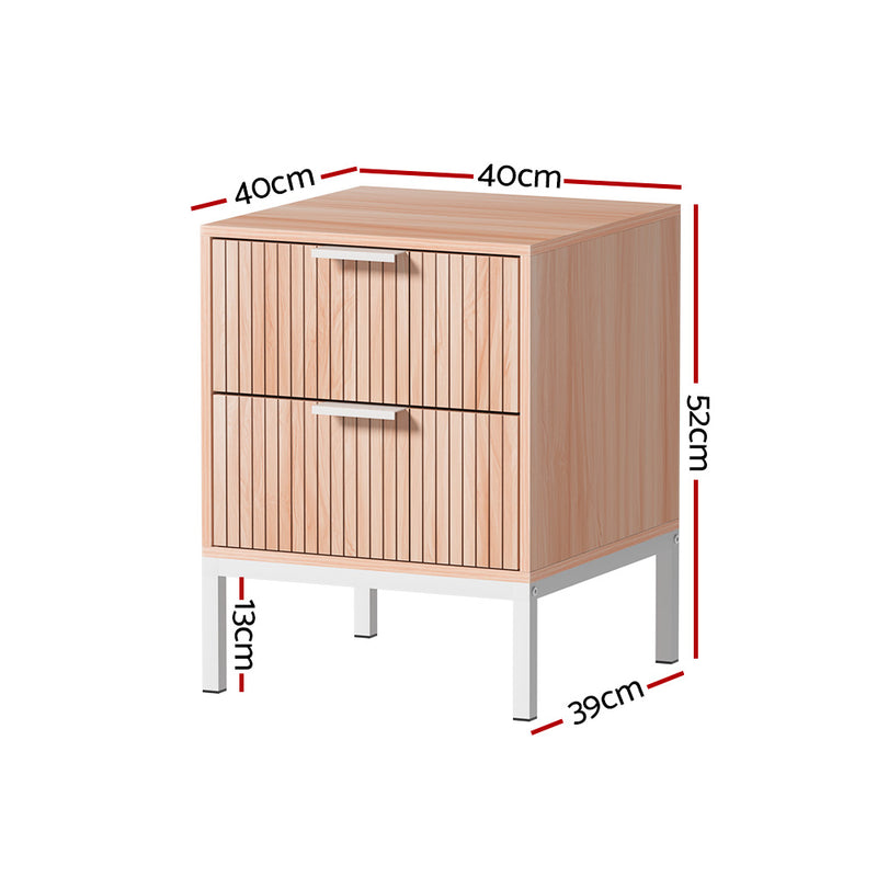 Milan Premium Pine 2 Drawers Bed Side Table