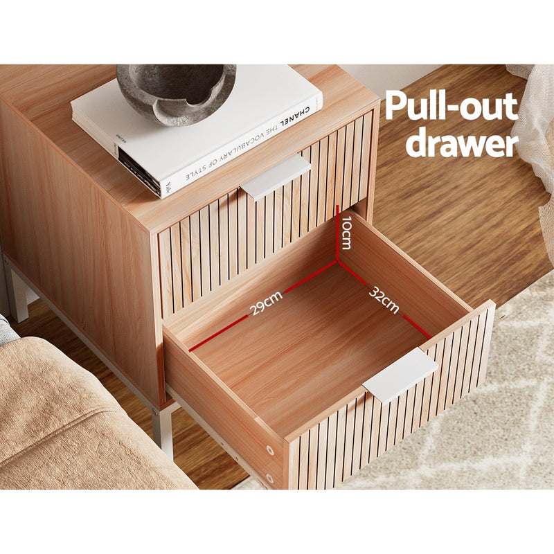 Milan Premium Pine 2 Drawers Bed Side Table