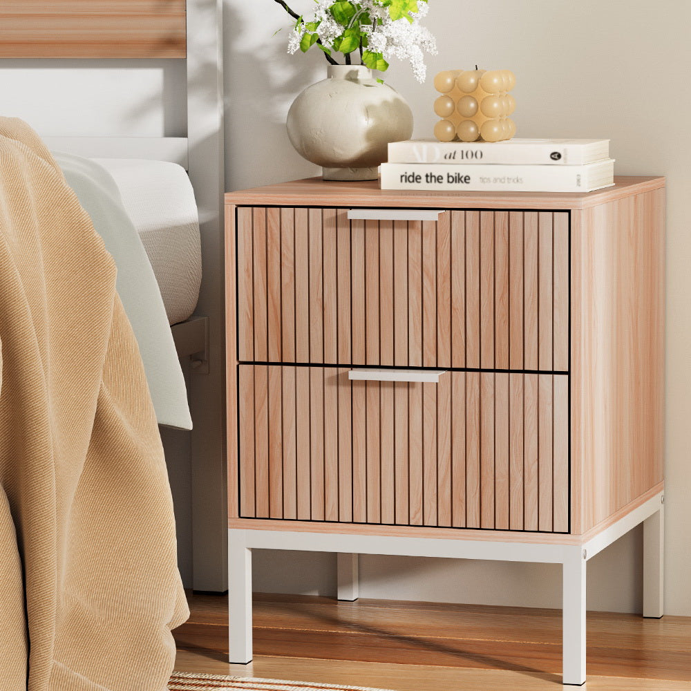 Milan Premium Pine 2 Drawers Bed Side Table