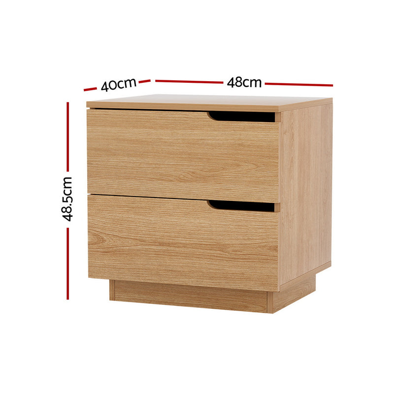 Milan Stylish 2 Drawers Bedside Table