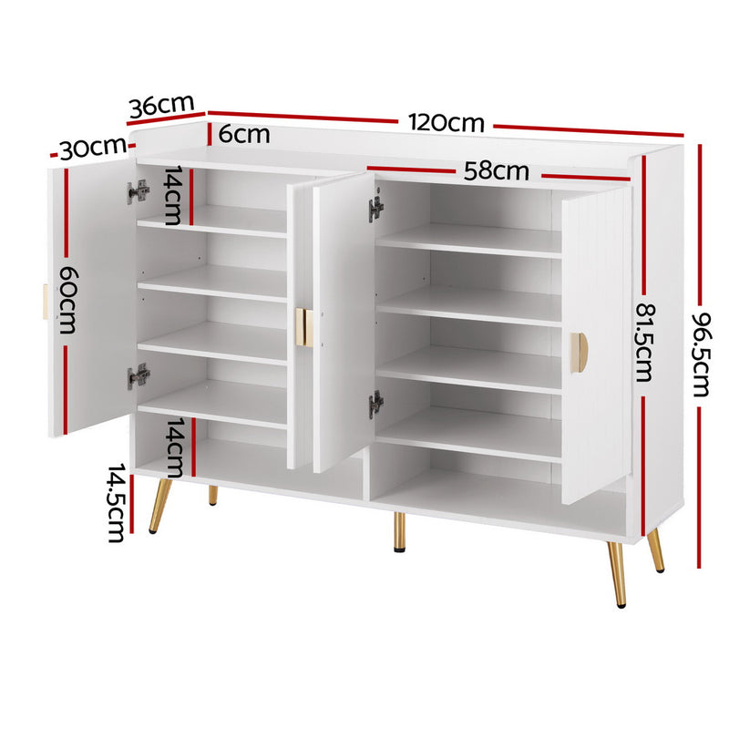 Aurelia Shoe Cabinet – White & Gold