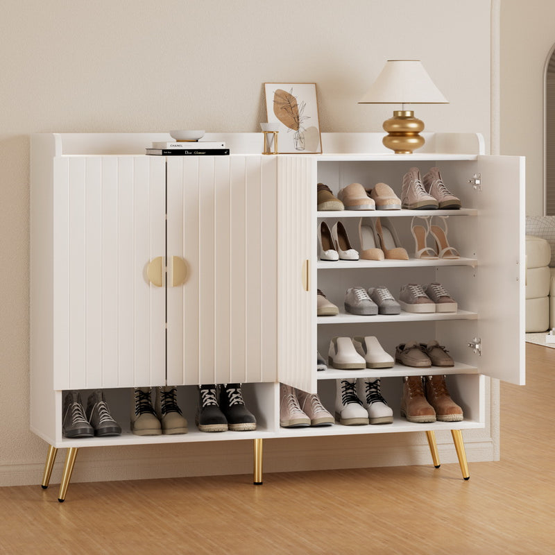 Aurelia Shoe Cabinet – White & Gold