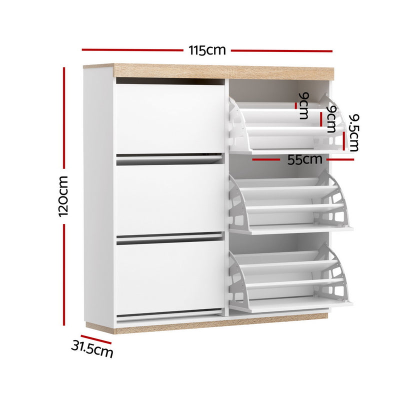 Nordwell 6-Drawer Shoe Cabinet – White & Pine