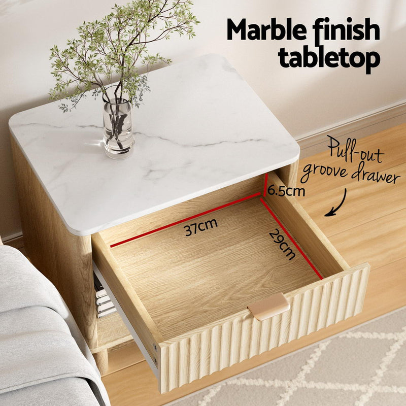 Milan  1 Drawer with Shelves Bedside Table