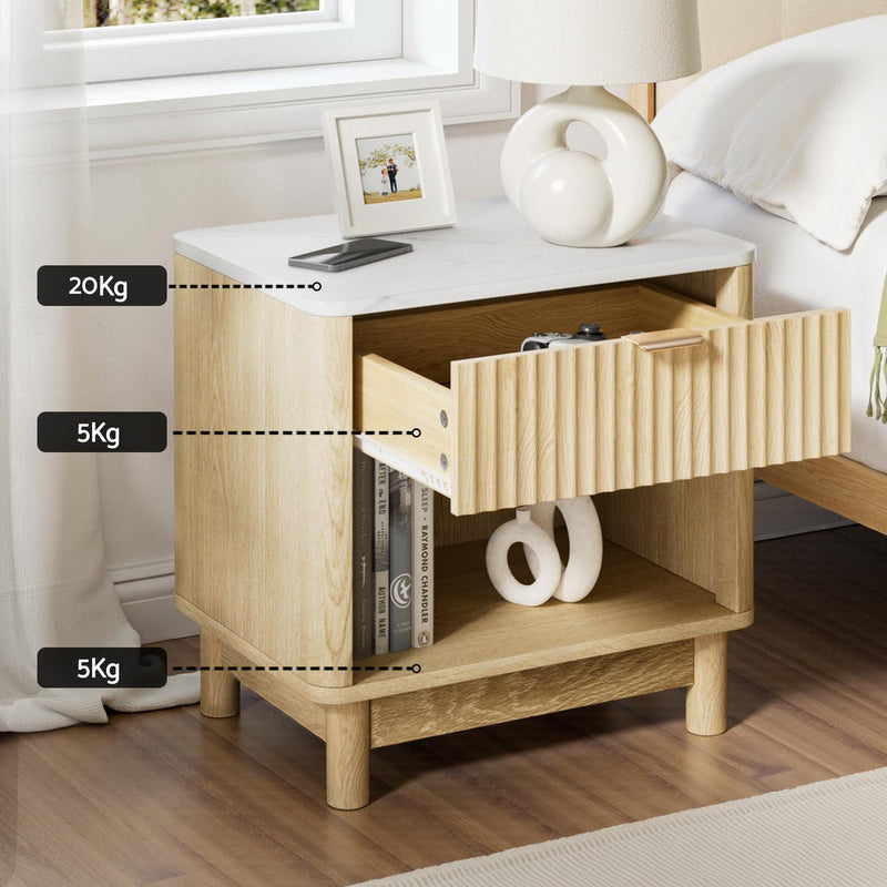 Milan  1 Drawer with Shelves Bedside Table