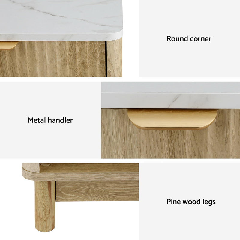 Milan  1 Drawer with Shelves Bedside Table