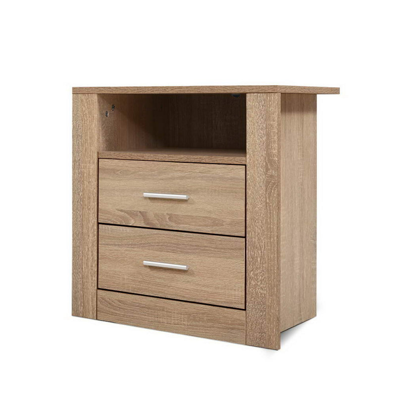 Milan 2 Drawers with Shelf Bedside Table