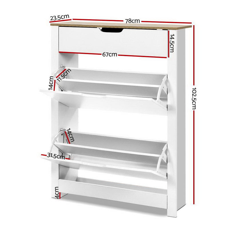 Elora Shoe Cabinet – White & Wood