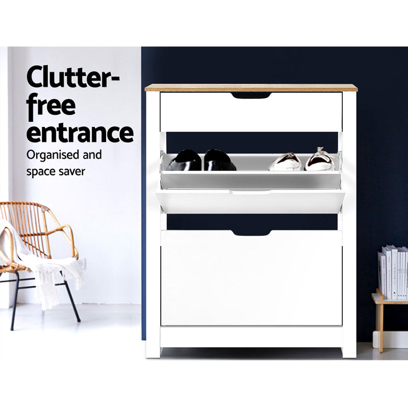 Elora Shoe Cabinet – White & Wood