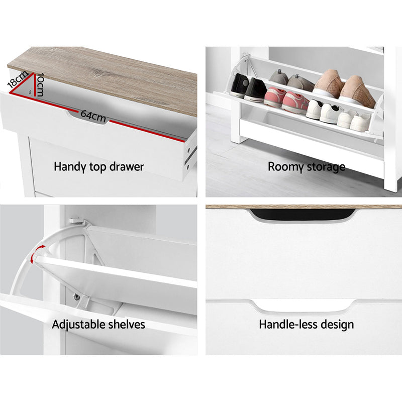 Elora Shoe Cabinet – White & Wood