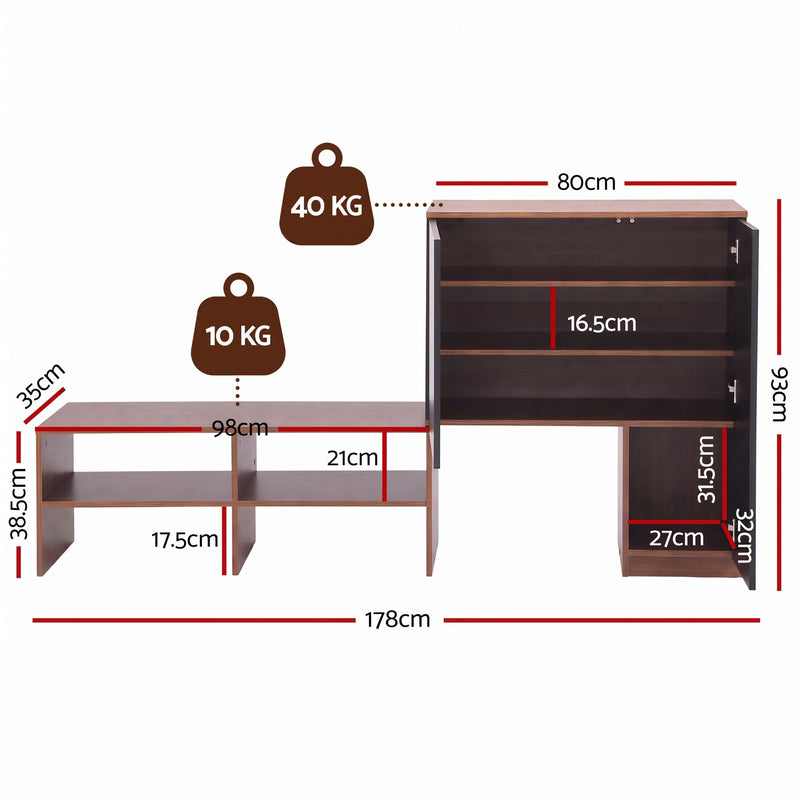 Walden 2-in-1 Shoe Cabinet & Bench – Walnut & Black